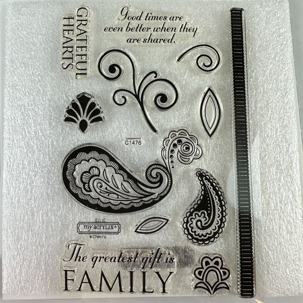 Close To My Heart My Acrylix Stamps - Grateful Hearts & Family c1476